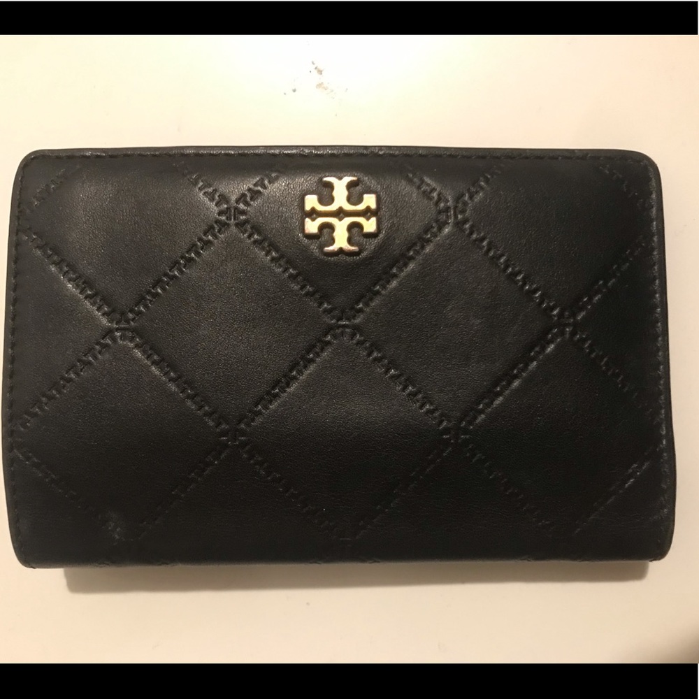 Tory Burch Black Quilted Leather Wallet